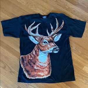 Trinity Black Tee with Deer Print